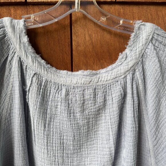 NWT Free People Blue Gauzy Lucy Cotton Button-Front Swing Blouse - Women's Large - Picture 10 of 12